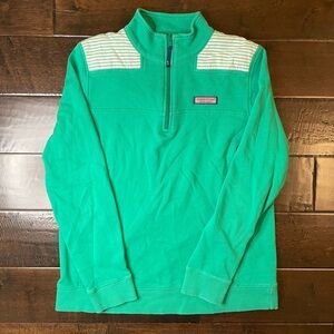 Vineyard Vines Women’s Emerald Green Striped Shep Shirt Zip-Up Sweater